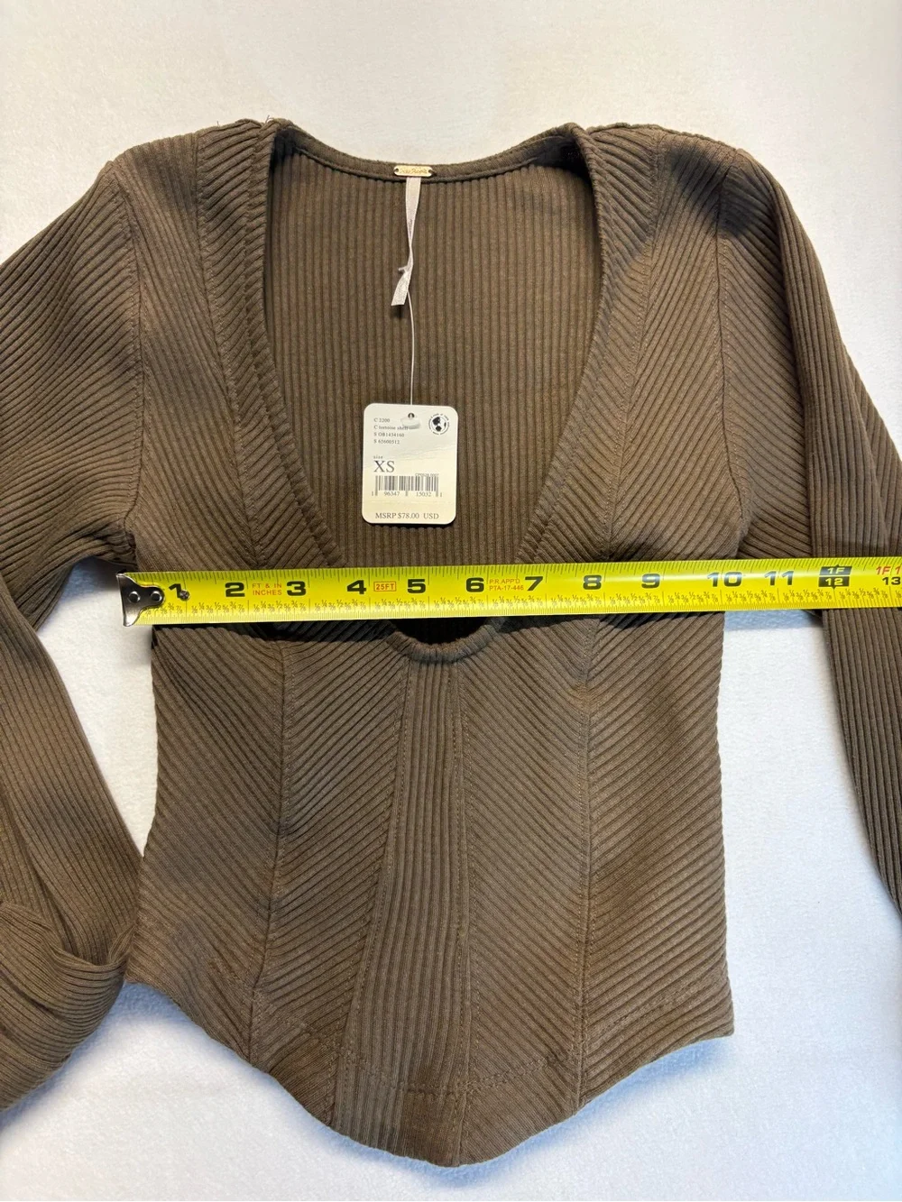 Free People Petra Scoop-Neck Crop Top in Tortoise Shell Brown - Picture 8 of 10